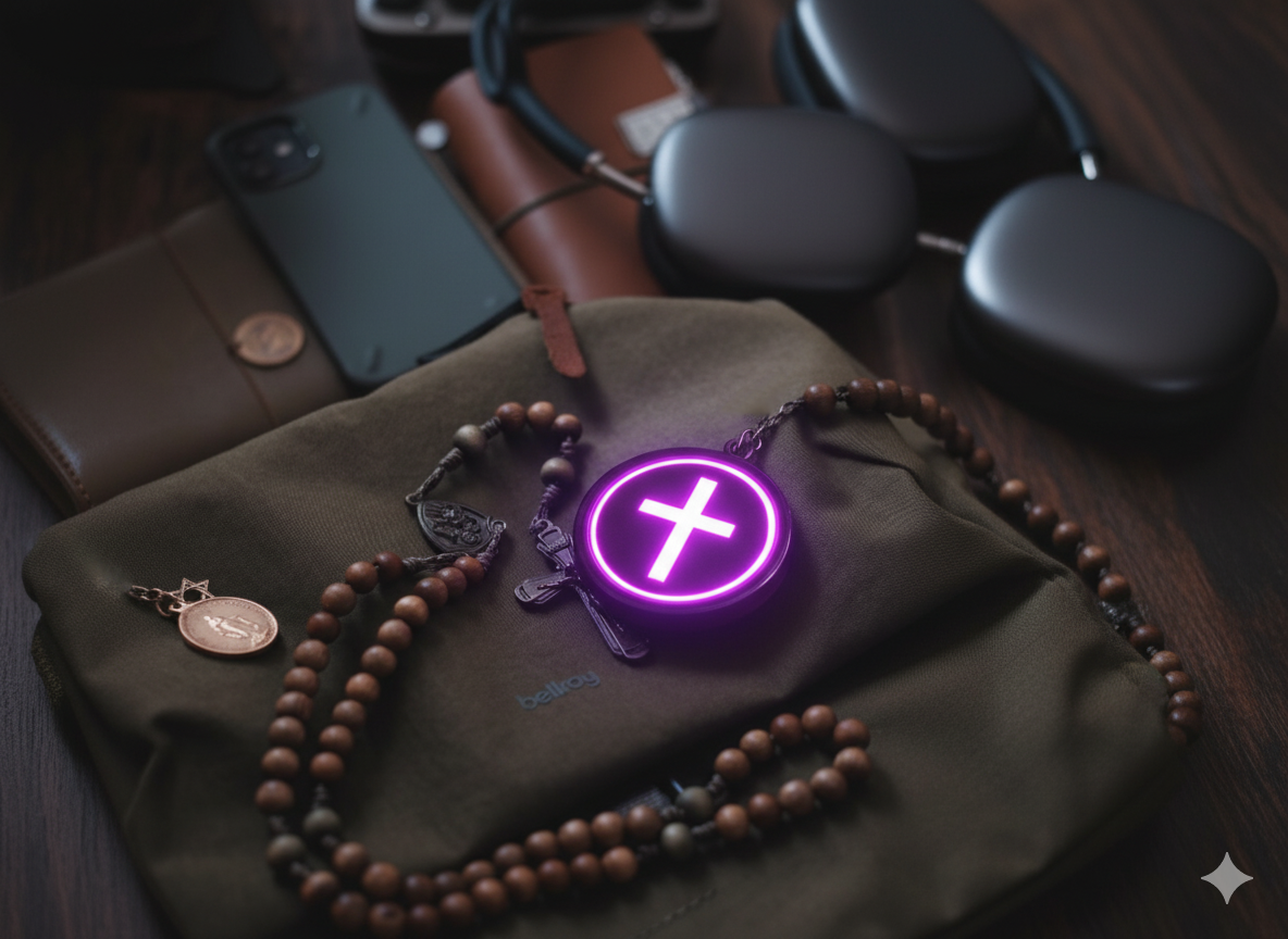 cross pendant tactile gear rosary